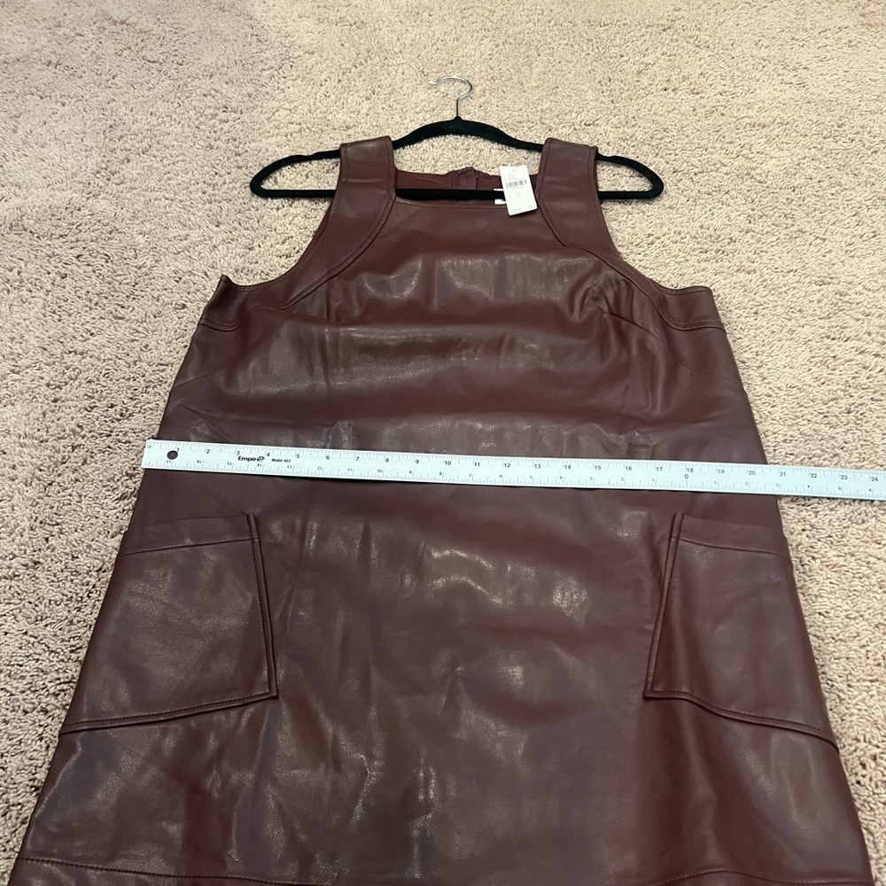 NWT new large Anthropologie Maeve faux leather sleeveless shift mini dress brown - Picture 16 of 17